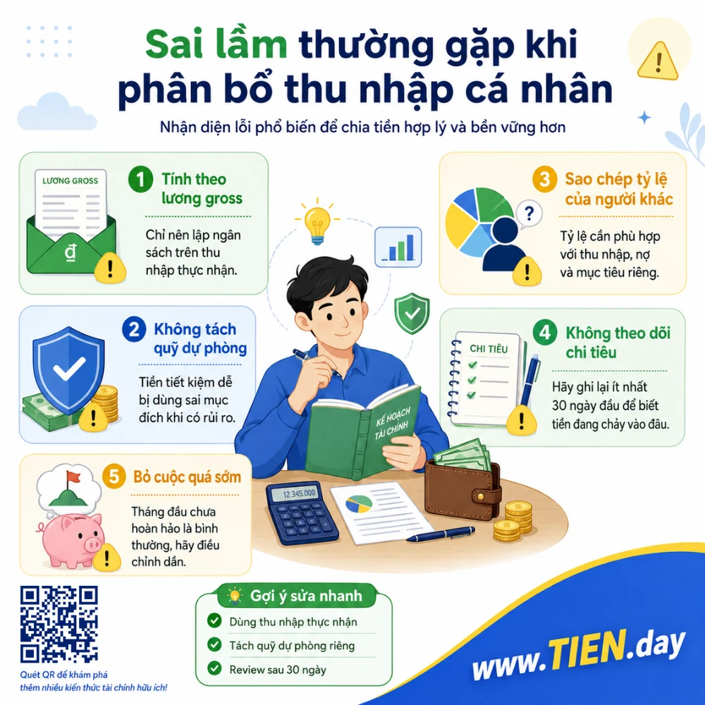 Sai lầm thường gặp khi phân bổ thu nhập cá nhân tien.day infographic 