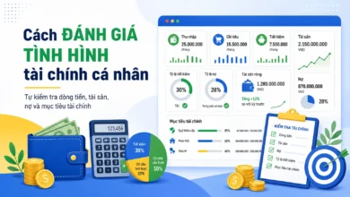 Cách đánh giá tình hình tài chính cá nhân qua thu nhập, chi tiêu, tài sản, nợ và dòng tiền.