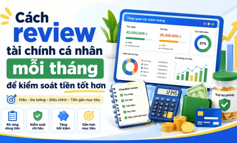 Cách review tài chính cá nhân mỗi tháng bằng checklist thu nhập, chi tiêu, dòng tiền, nợ và mục tiêu tài chính