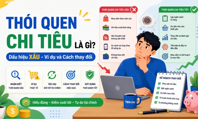 Thói quen chi tiêu là gì, dấu hiệu thói quen chi tiêu xấu, ví dụ thực tế và cách thay đổi để kiểm soát tài chính cá nhân tốt hơn.