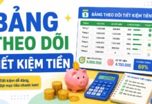 Bảng theo dõi tiết kiệm tiền TIEN.day gồm mục tiêu, theo dõi theo tuần, tháng, năm, quỹ dự phòng và biểu đồ tiến độ