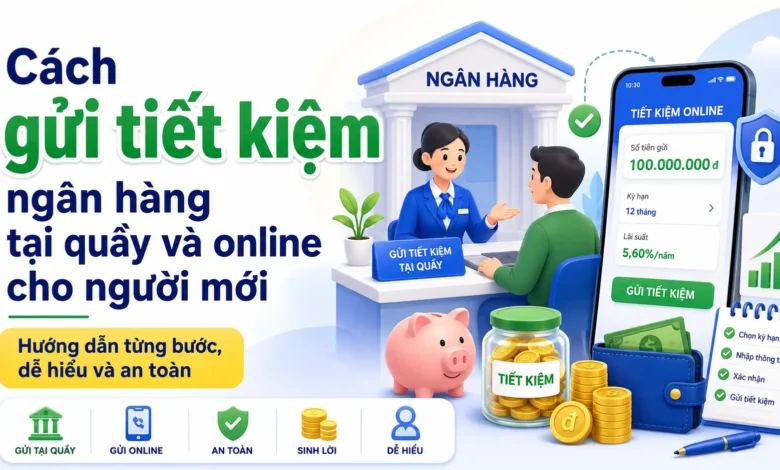 Thumbnail cách gửi tiết kiệm ngân hàng tại quầy và online an toàn