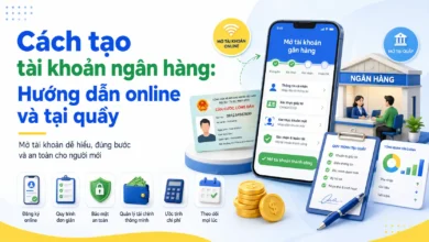 Thumbnail minh họa tạo tài khoản ngân hàng với điện thoại, căn cước, mở tài khoản và bảo mật