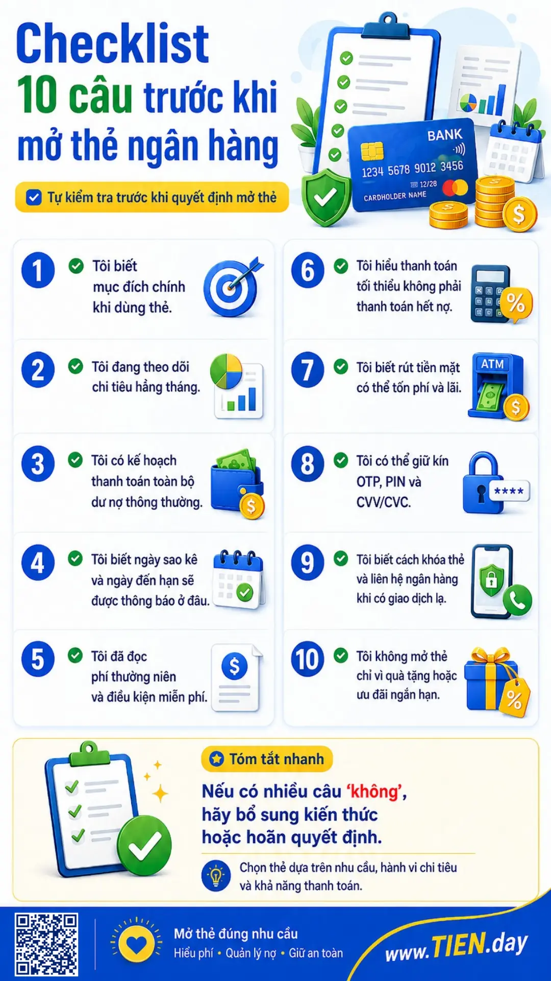 Infographic checklist 10 câu giúp người dùng đánh giá nhu cầu, chi phí, bảo mật và khả năng thanh toán
