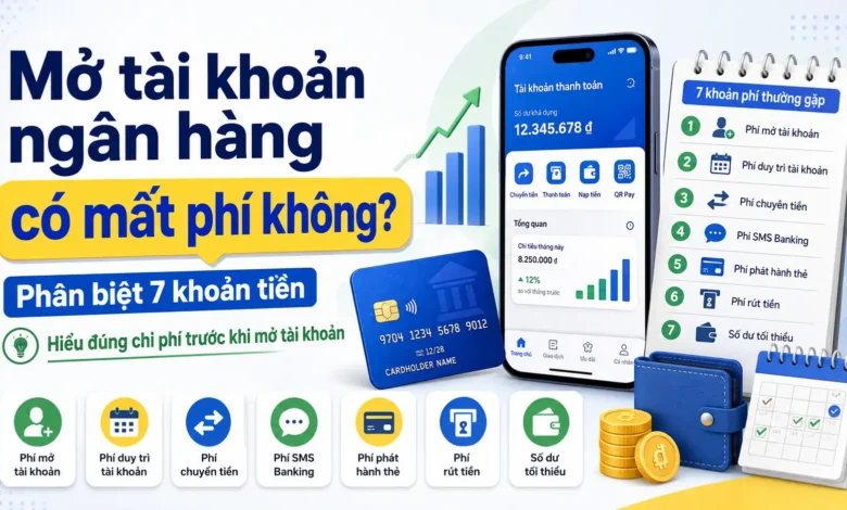 Mở tài khoản ngân hàng có mất phí không? Phân biệt 7 khoản tiền