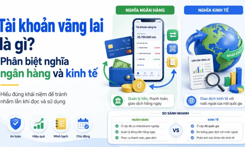 Thumbnail tài khoản vãng lai với so sánh nghĩa ngân hàng và kinh tế