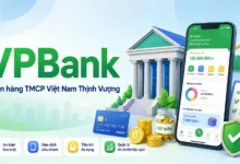 Thumbnail minh họa VPBank với ứng dụng ngân hàng số, thẻ, hũ tiết kiệm và biểu tượng bảo mật