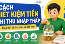 Minh họa cách tiết kiệm tiền khi thu nhập thấp bằng việc ghi chi tiêu, tách khoản nhỏ và tạo quỹ đệm cá nhân