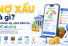 Alt text: Minh họa năm nhóm nợ, báo cáo CIC và các bước xử lý nợ xấu an toàn.