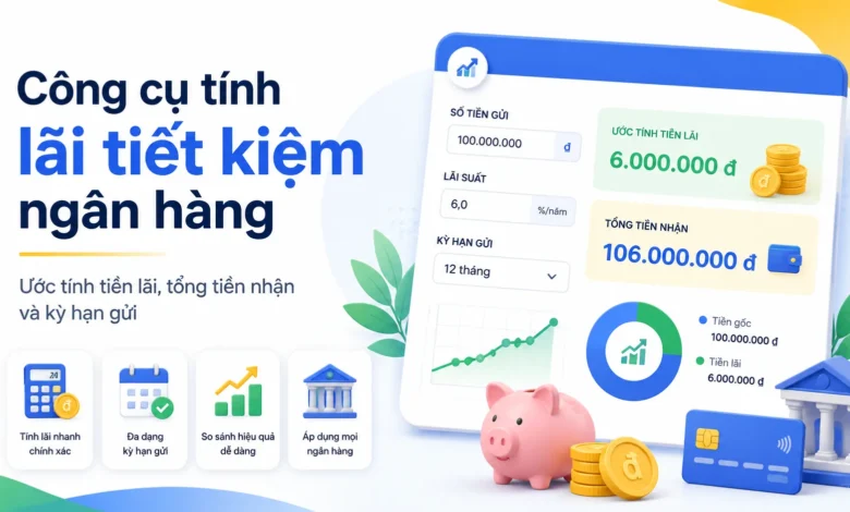 Công cụ tính lãi tiết kiệm ngân hàng với bảng kết quả trực quan